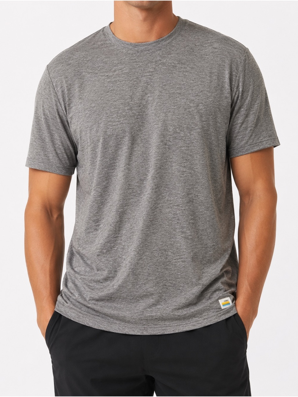 Vuori Strato Tech Tee Relaxed Fit Sz L Heather Gray EUC